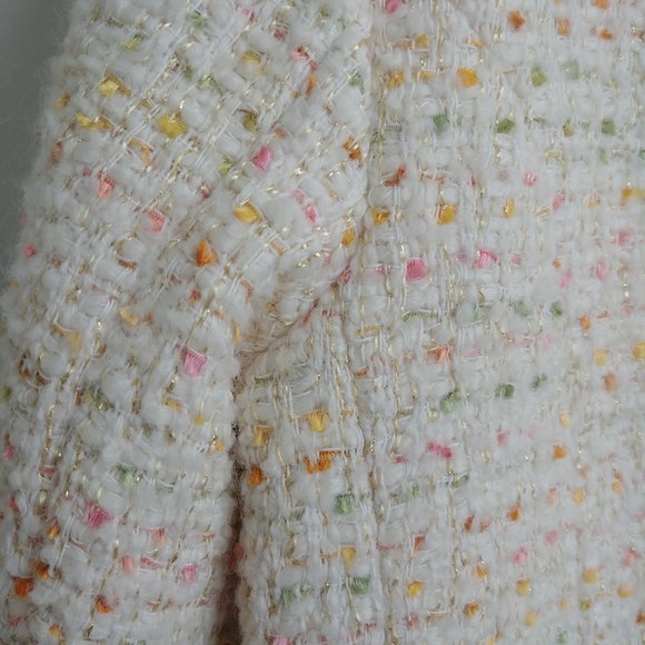 Simons short cropped wool blend tweed jacket ivory cream pink orange Sma… - Picture 8 of 15